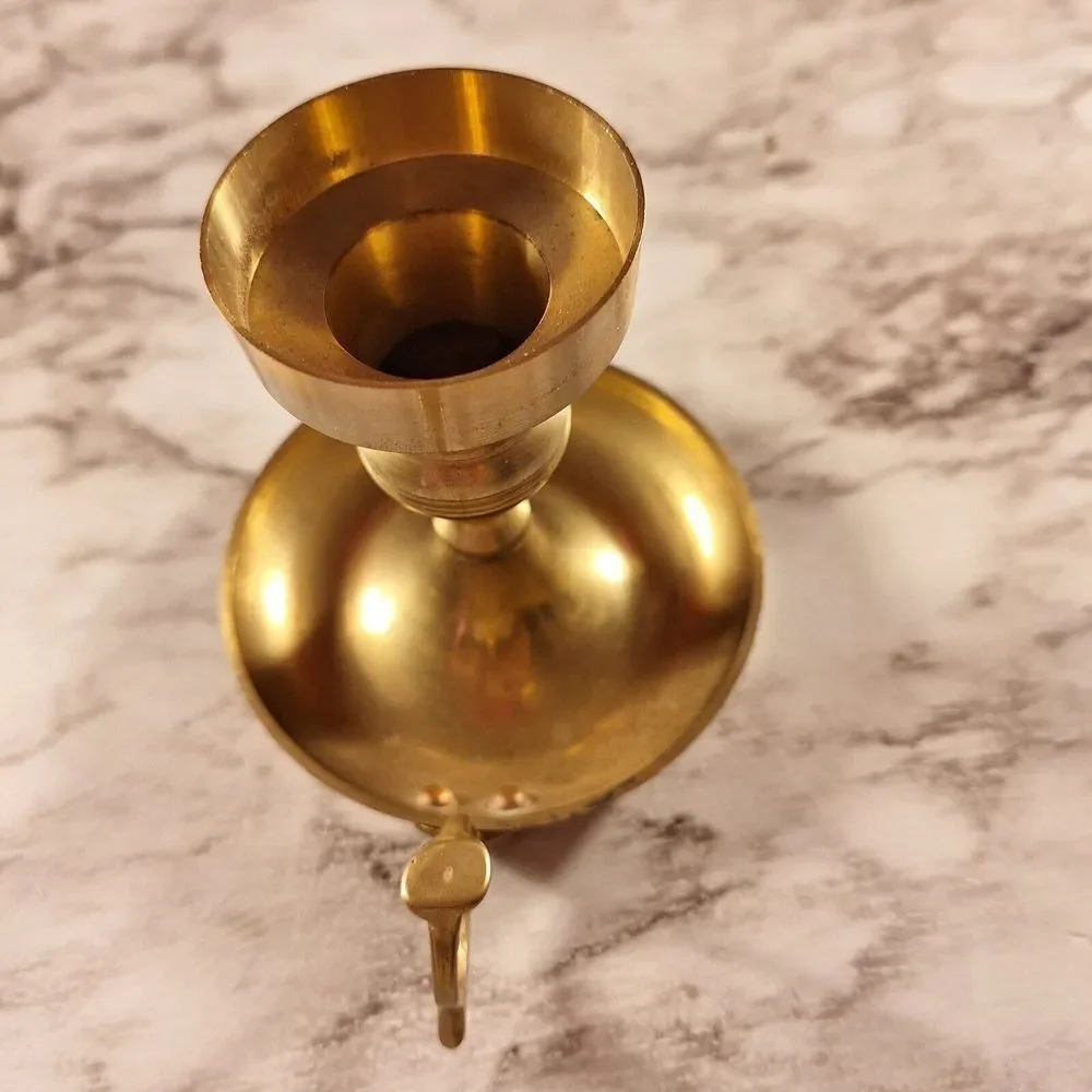 Vintage Mid 20th Century Brass‎ Candle Holder 3.5